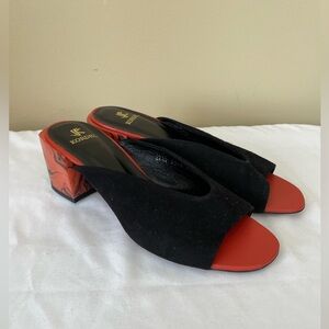 Kordel original Polish designer heel size 8.5 stunning orange marble and black